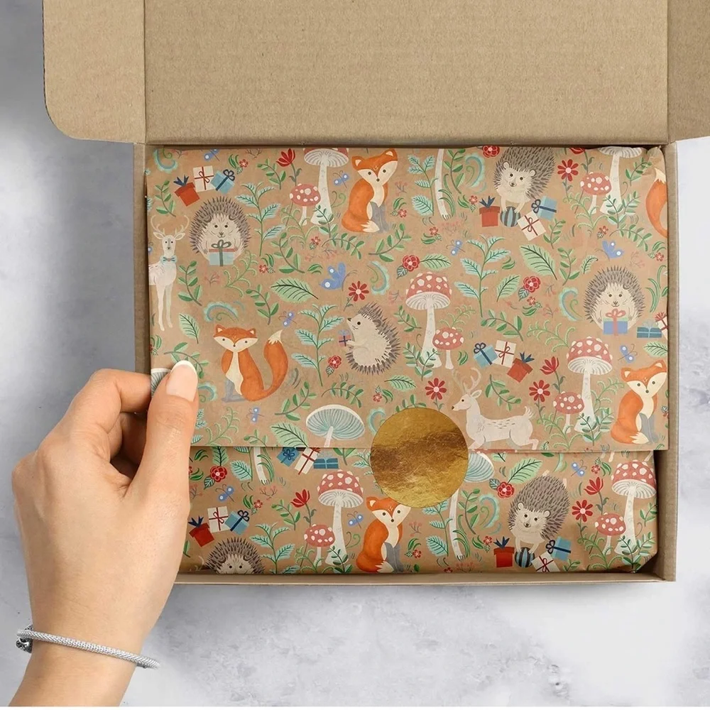 Jillson Roberts 1-Roll Count Gift Wrap/Wrapping Paper, Krafty Fox, NWT